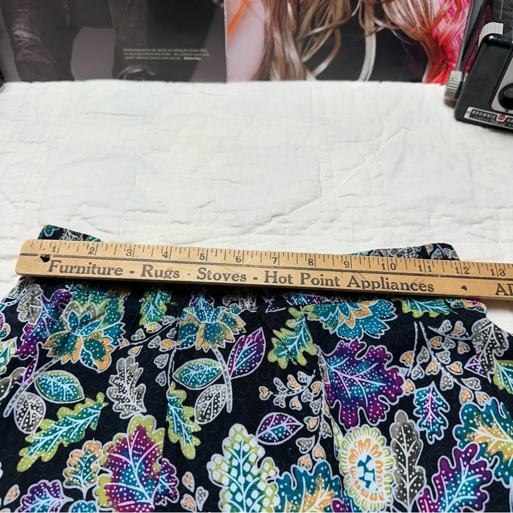 Dark Floral Rayon Midi Skirt |Flowy A-Line Norton McNaughton (Y2K Cottagecore) - Picture 5 of 11